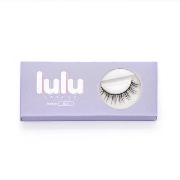 packaging of best fake eyelashes extensions lowkey hot in violet box cruelty free vegan false lashes | lulu lashes